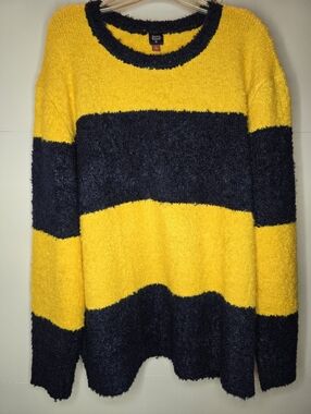 Rowing Blazers x Target Sweater XL Yellow Black Striped Fuzzy Knit Crewneck